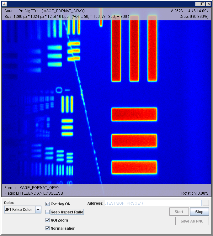 Screenshot of slit grid image, AOI zoomed, NO aspect ratio maintained