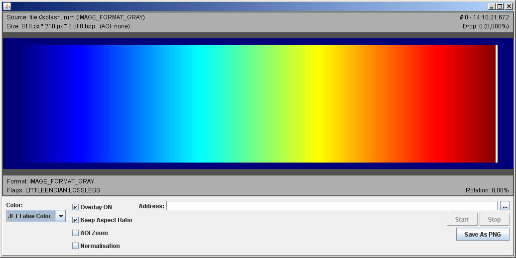 Screenshot of JET false colour, on "no signal"-background